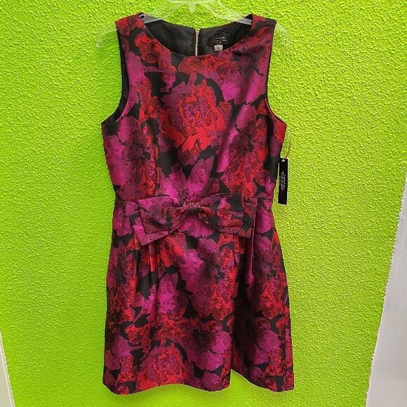 Tahari Floral Dress in Red and Pink - Picture 1 of 4